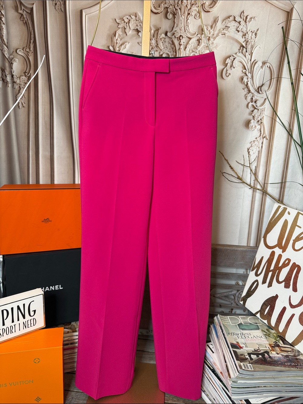 THE KOOPLES-Women's Fuchsia Straight-Leg Dress Pants